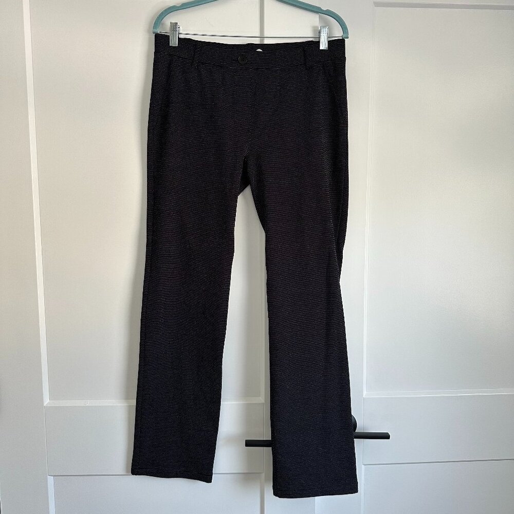 Betabrand Boot Cut Dress Pant Yoga Pant - Black with White Dots - Large